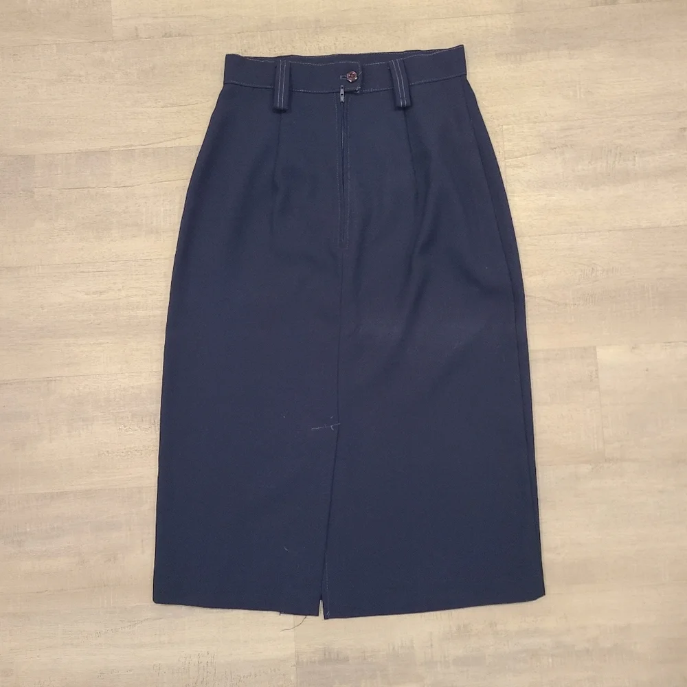 Vintage Lloyd Sportwear Navy Blue Long Pencil Skirt - Picture 2 of 8